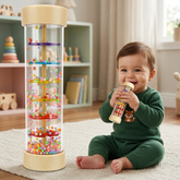 Wooden Baby Rattle Toy & Rain Stick – Montessori Sensory Musical Toy for Babies 6–12 Months | Developmental Hand Grip Toy for Toddlers 1+