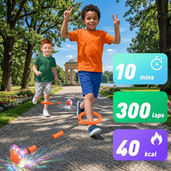 Ankle Skip Ball for Kids with Counter & Timer – Battery Powered Foldable Outdoor Sports Toy | Boys Birthday Gift Ages 5–10 (Light Blue)