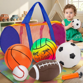 Lypsochaat 5PCS Inflatable Balls Set for Toddlers (Ages 3+) – Football, Basketball, Baseball & Volleyball with Pump & Storage Bag | Indoor & Outdoor Sports Toys
