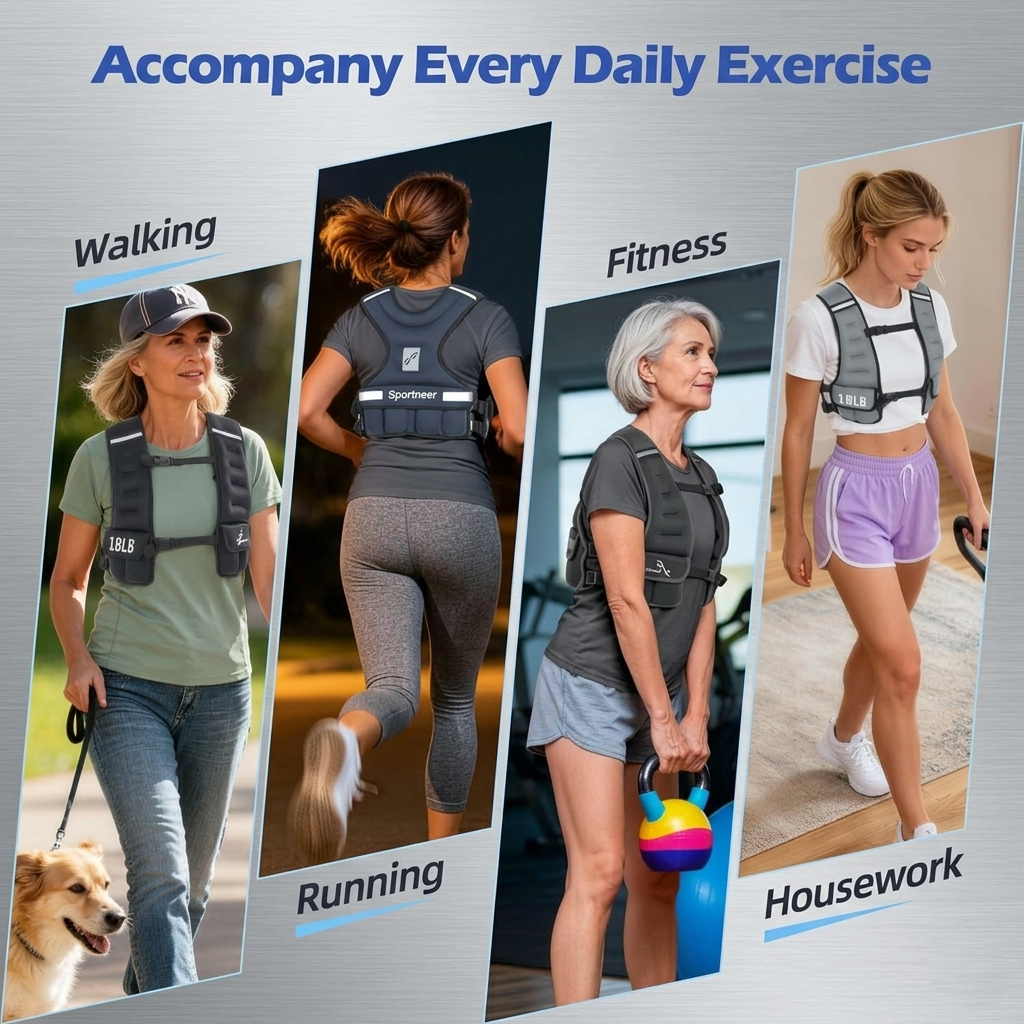 Sportneer Adjustable Weighted Vest for Women – 2.7–4.5kg / 4.5–8.16kg Walking & Training Vest with Adjustable Weight Packs